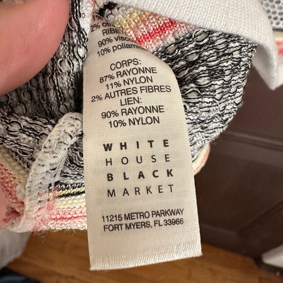 WHITE HOUSE BLACK MARKET Multi Color Mixed Patterns Halter Style Sweater | Small - Picture 8 of 8